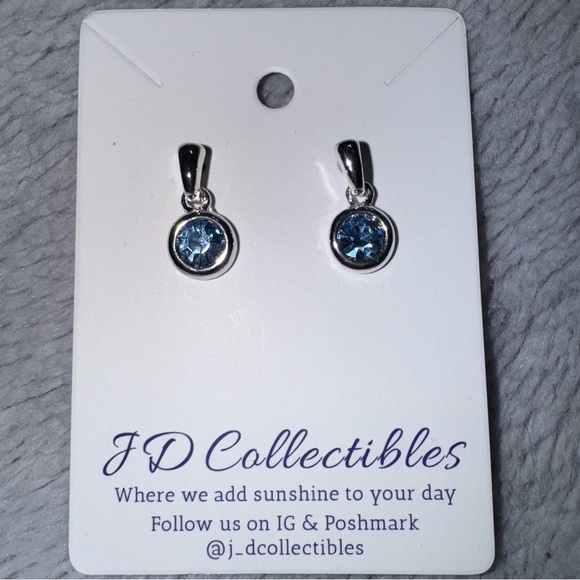 JD Collectibles Jewelry - Silver Overlay Earrings Made with Swarovski Blue Crystals Hypoallergenic